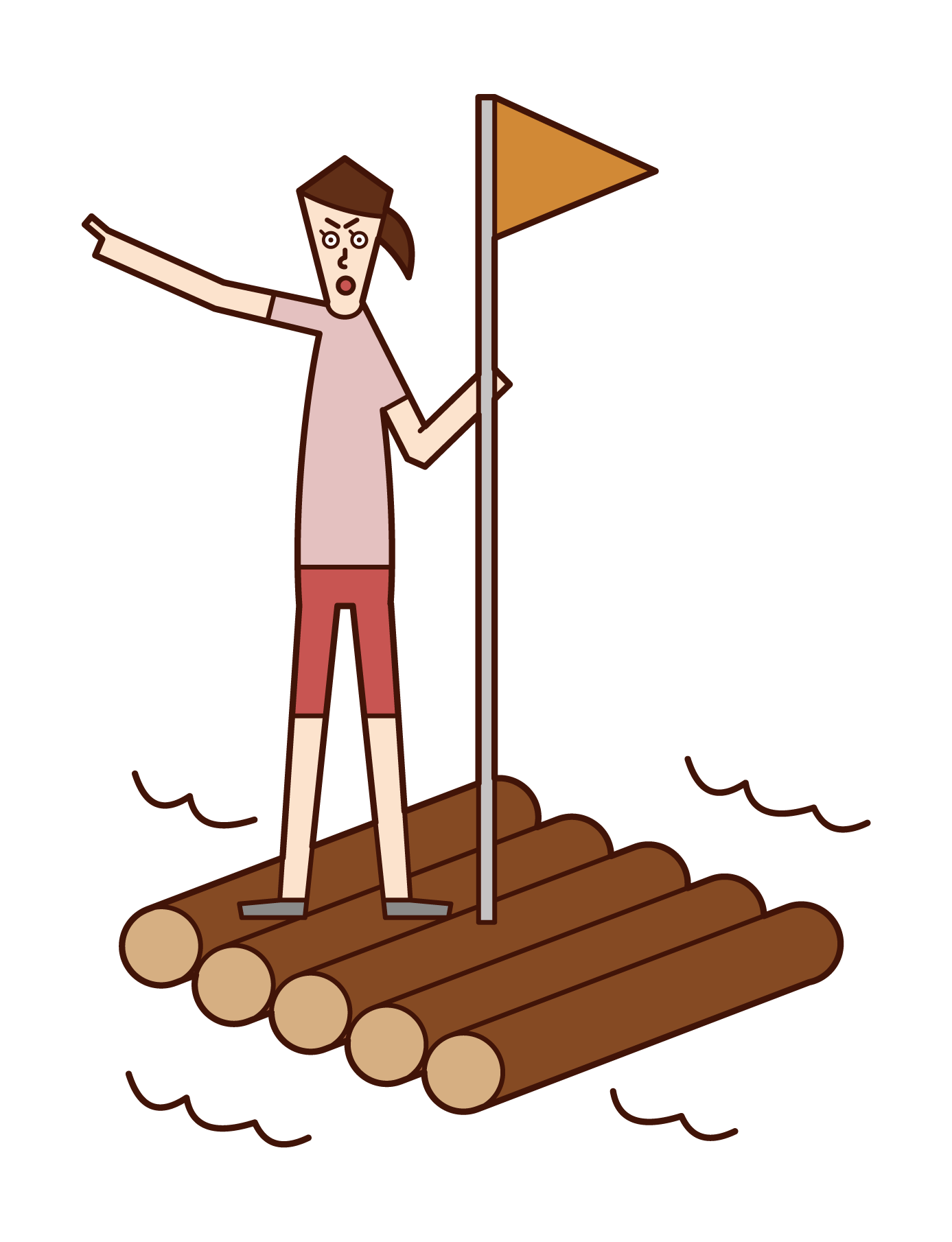 騎著木筏旅行的人（男性）的插圖
