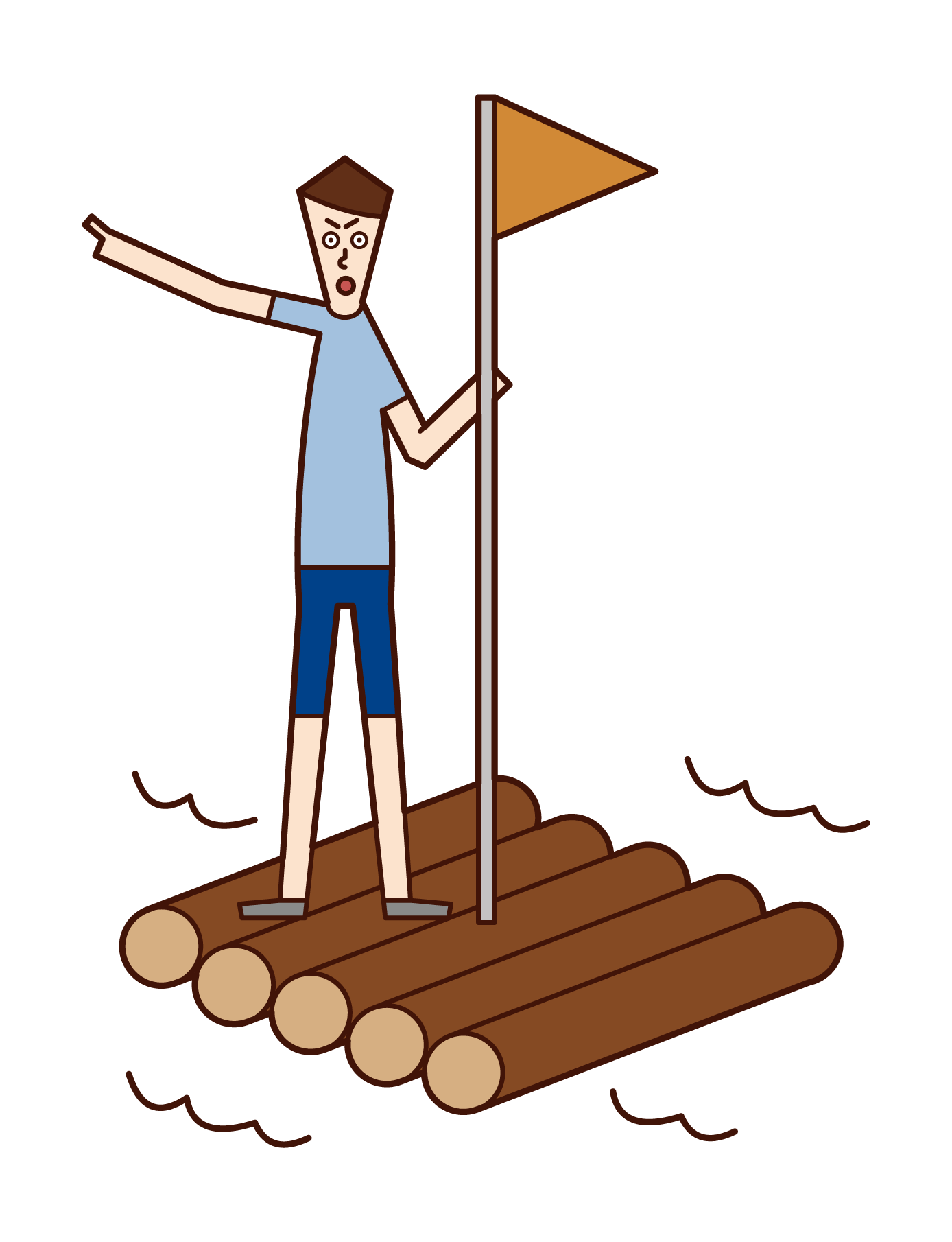 Illustration of a woman on a raft aiming for her destination