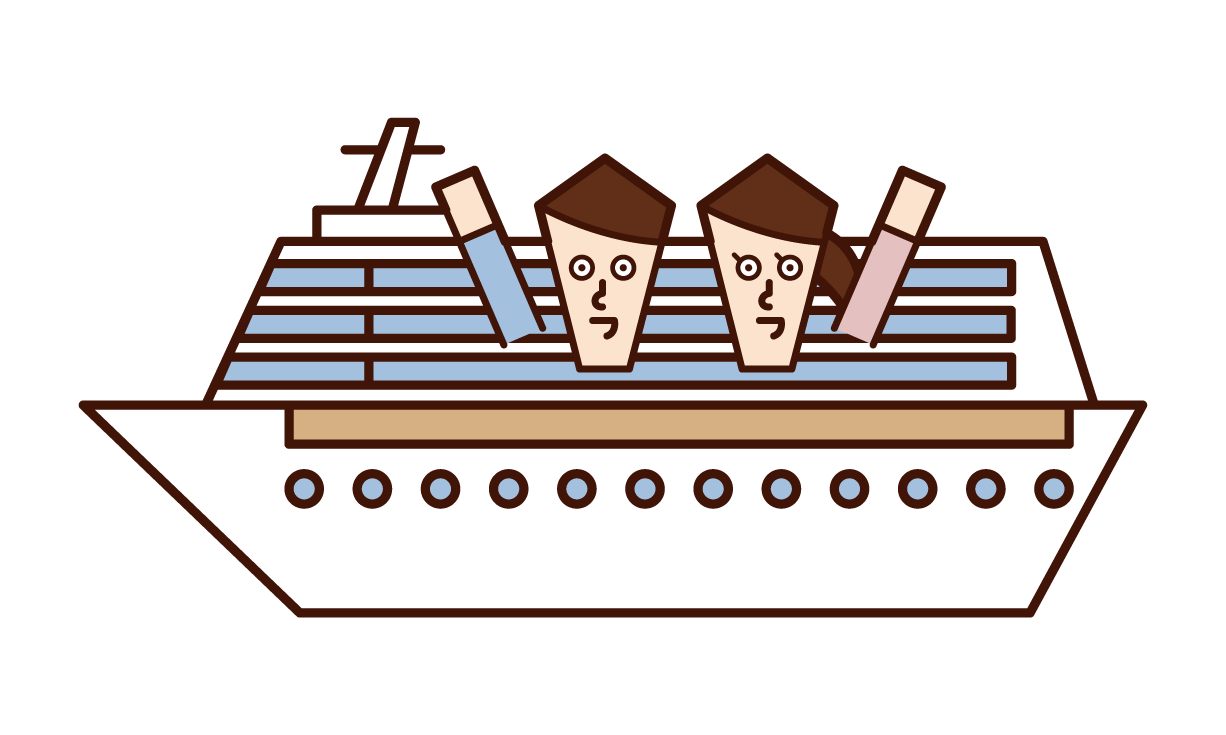 Illustration of passengers on a passenger ship