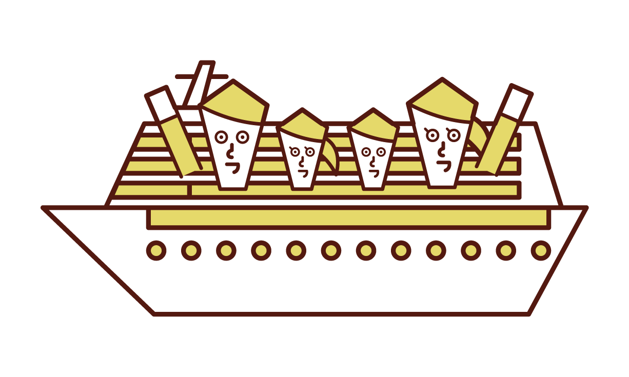 Illustration of a passenger on a passenger ship