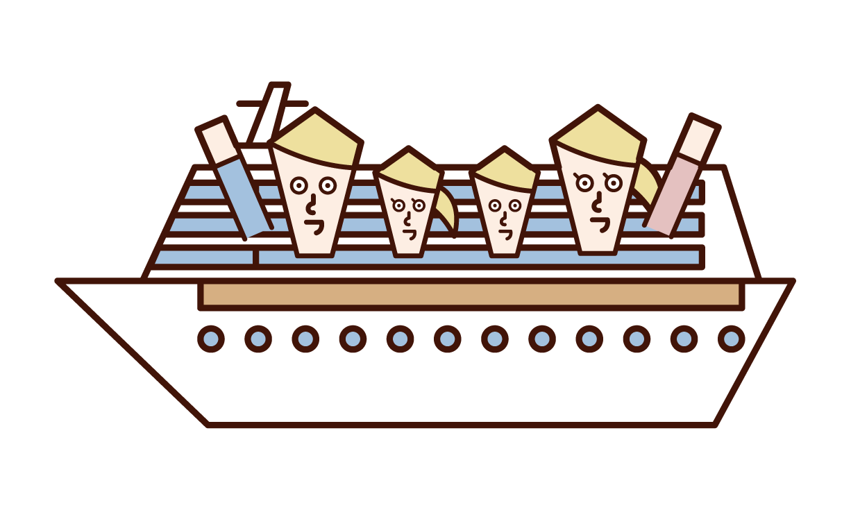 Illustration of a passenger on a passenger ship