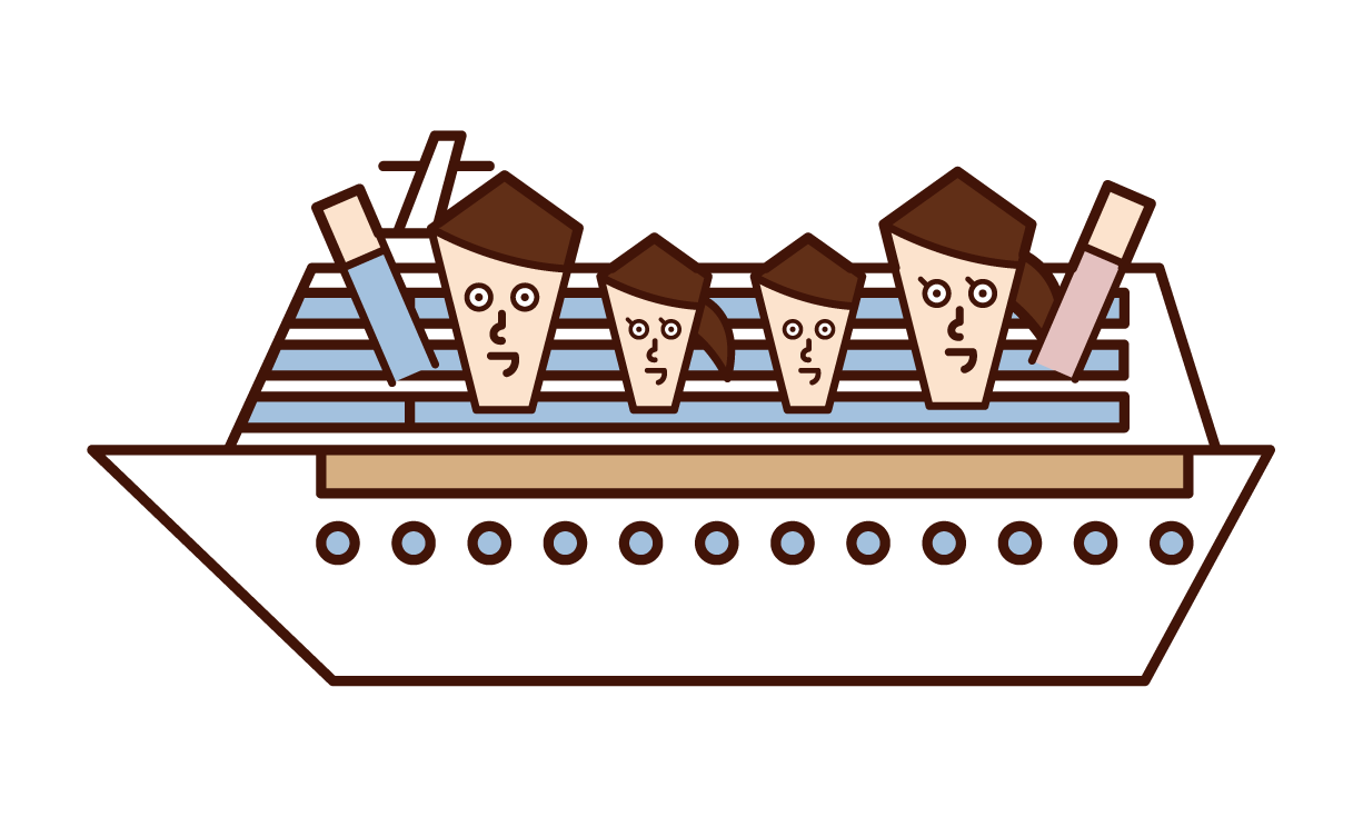 Illustration of passengers on a passenger ship