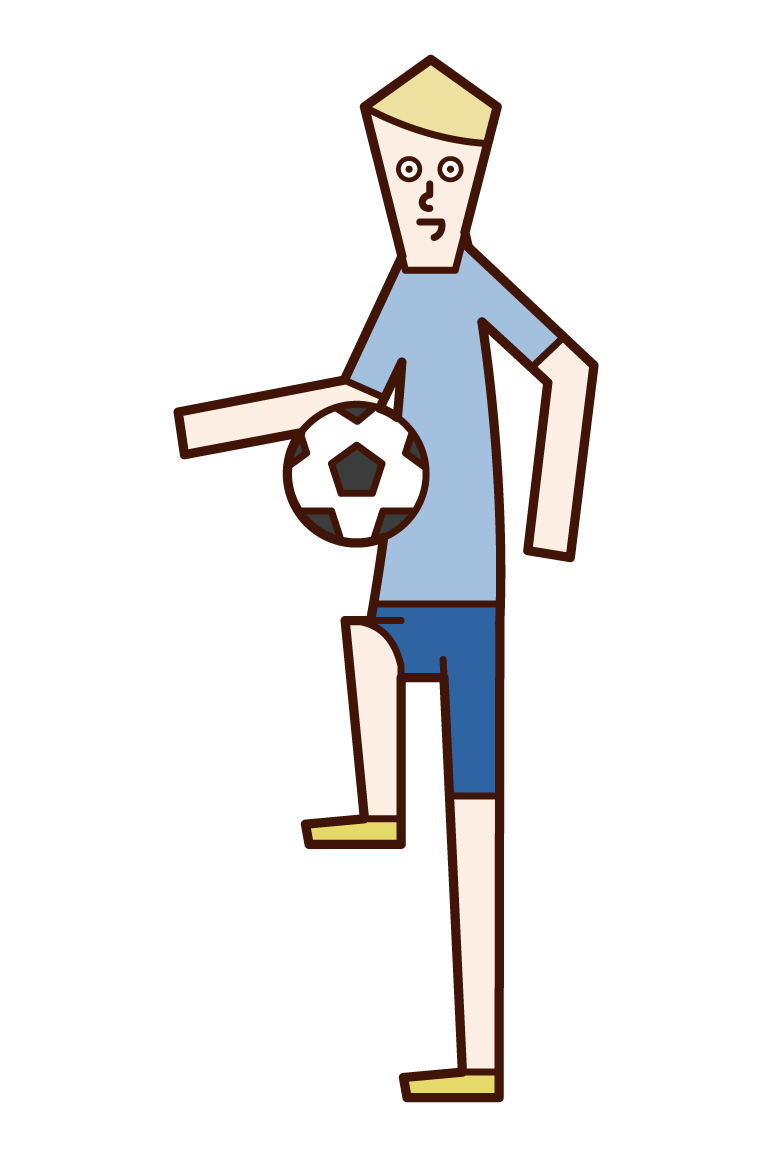 サッカーをする人（男性）のイラスト