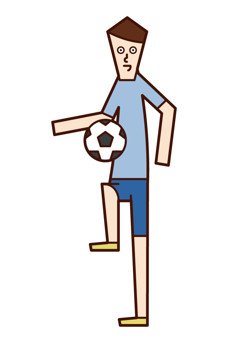 サッカーをする人（男性）のイラスト
