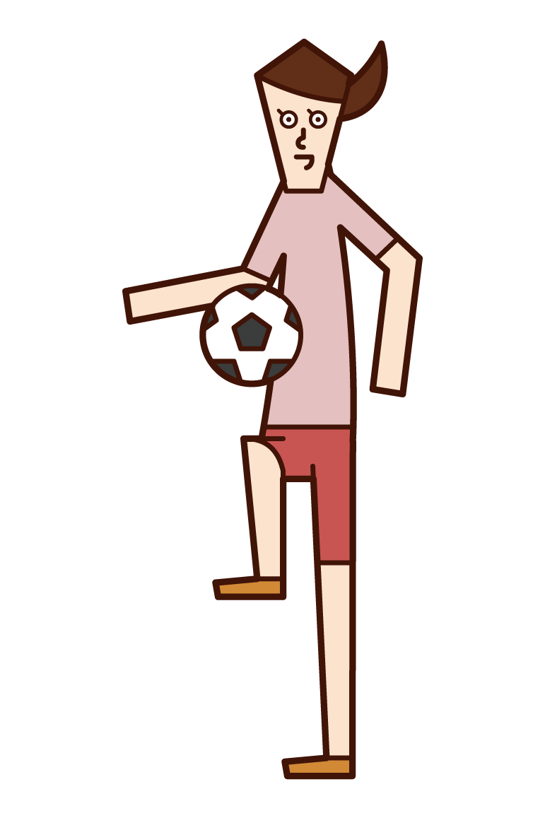 サッカーをする人（女性）のイラスト
