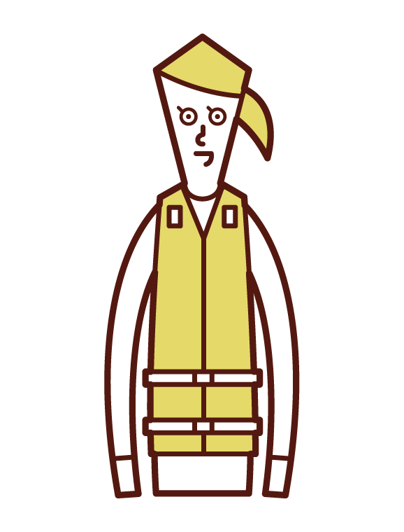 Illustration of a woman wearing a life jacket and life jacket