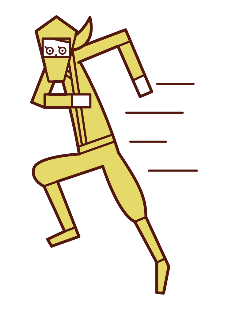Illustration of a running ninja (female)