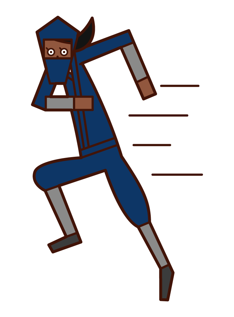 Illustration of a running ninja (female)