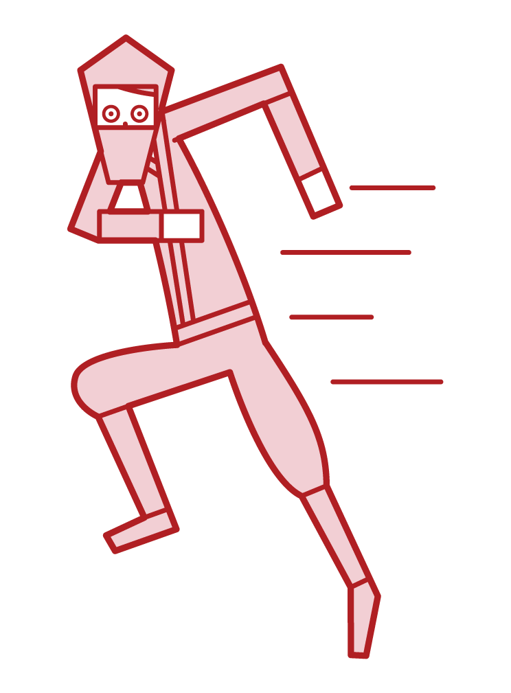 Illustration of a running ninja (male)