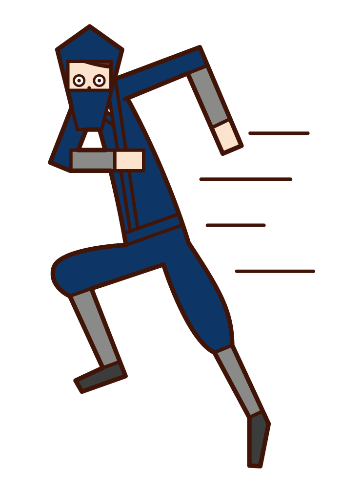 走る忍者（男性）のイラスト