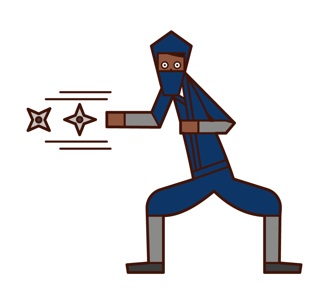 Illustration of a ninja (male) throwing a shuriken