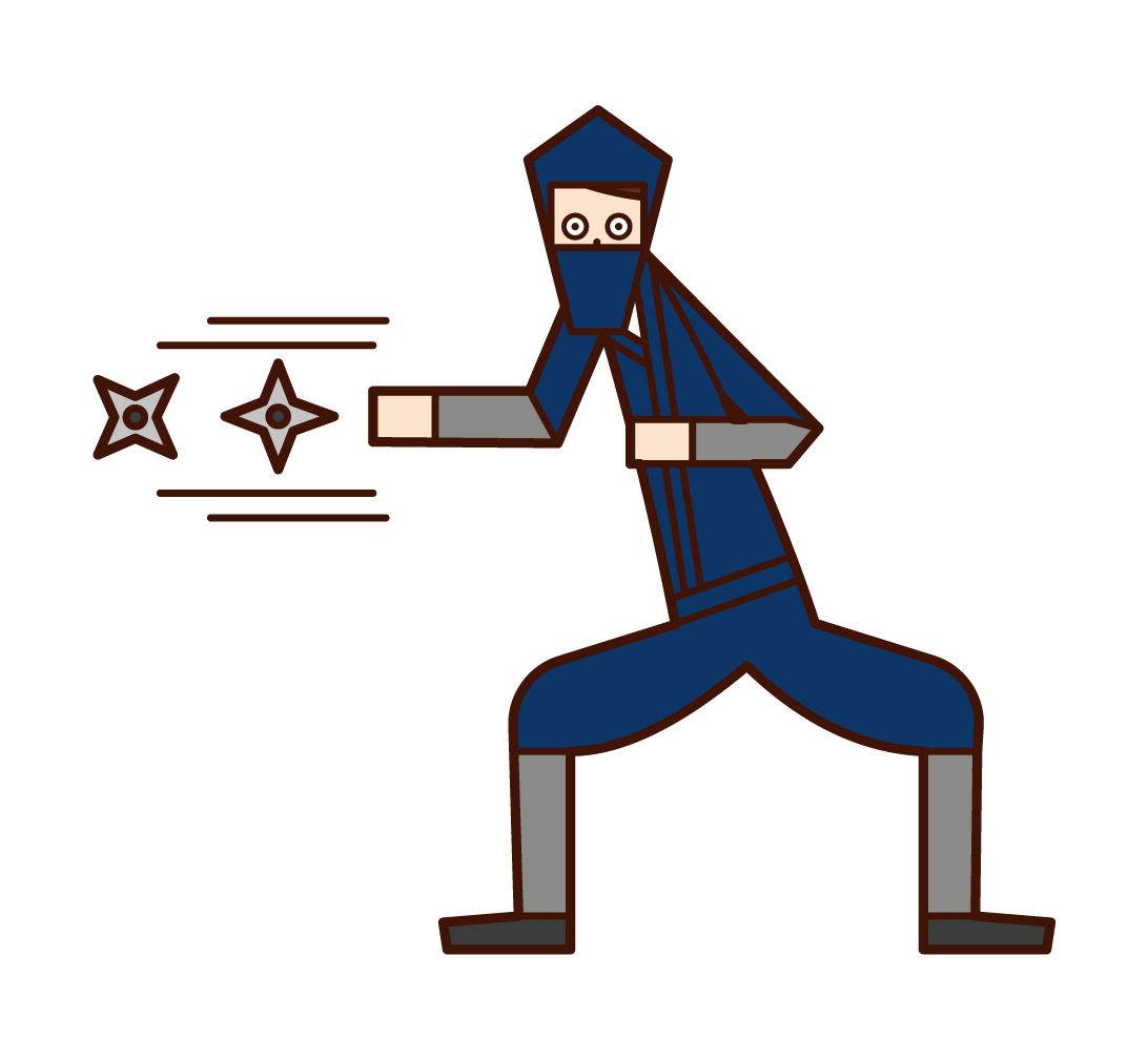 手裏剣を投げる忍者（男性）のイラスト