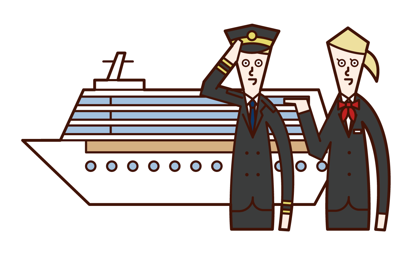 客船、船長和乘務員的插圖