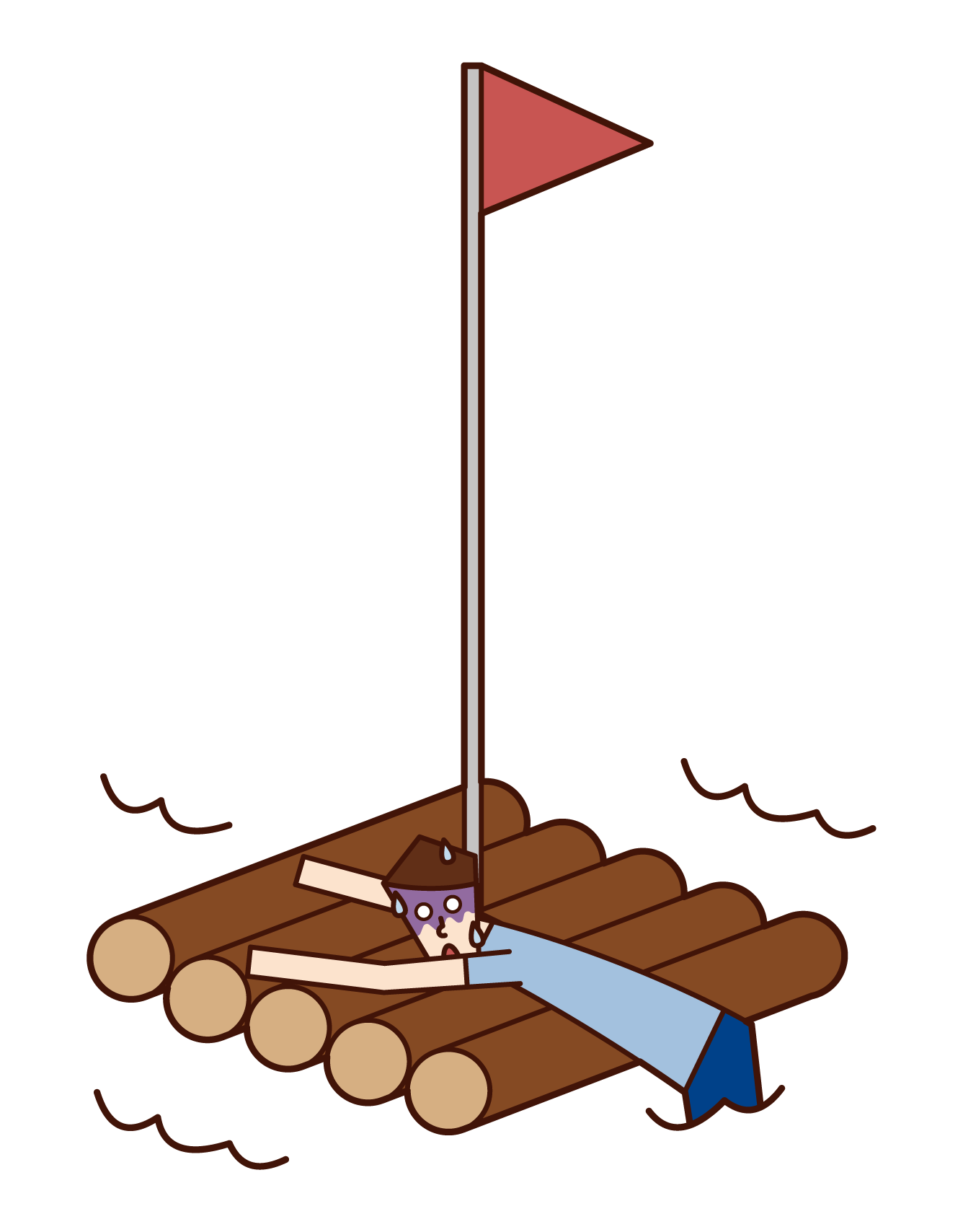 Illustration of a man drifting on a raft