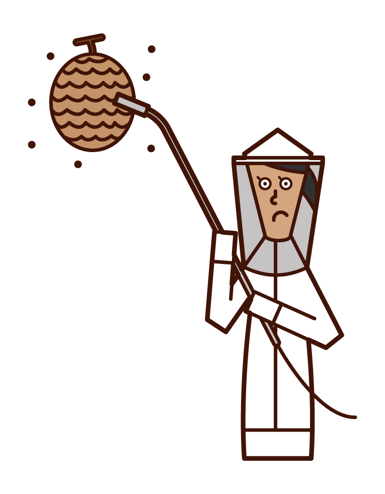 Illustration of a female exterminating a beehive