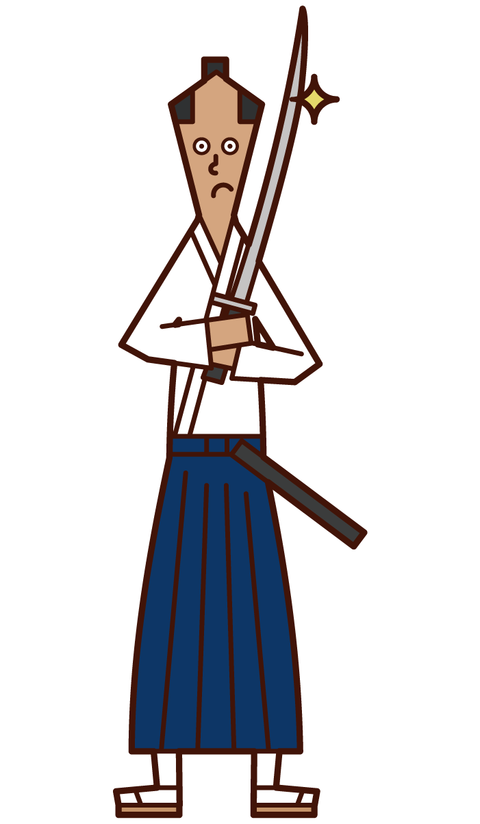 Illustration of a samurai (male) with a sword