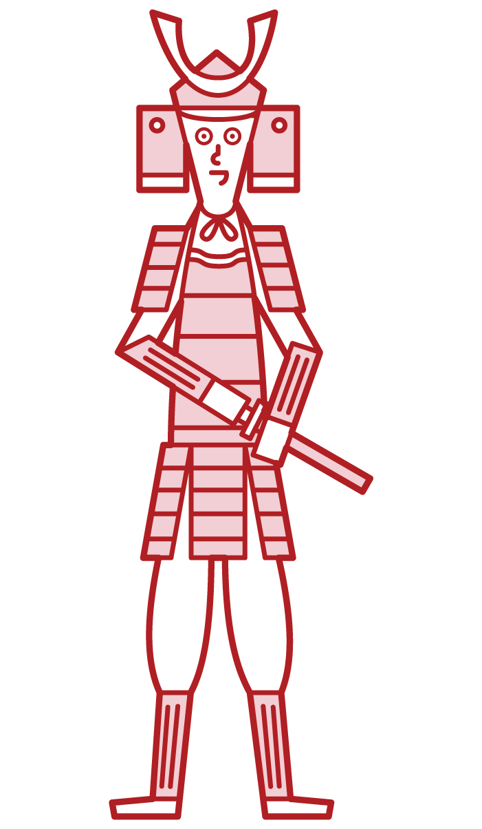 Illustration of a samurai (male) wearing armor