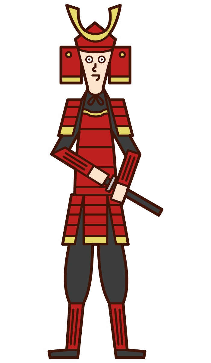 Illustration of a samurai (male) wearing armor