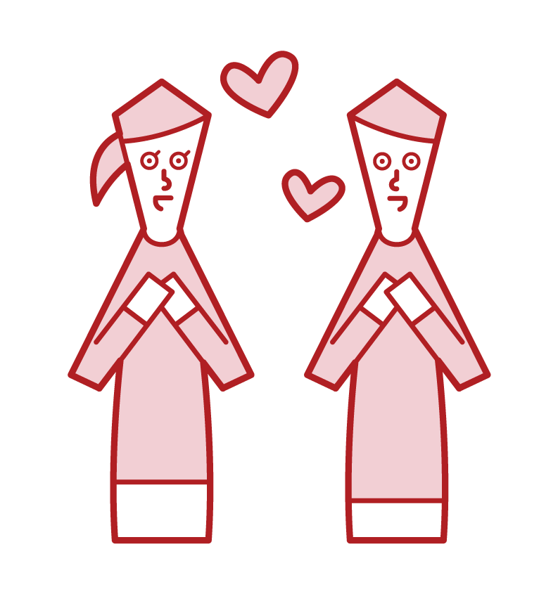 Illustration of a couple in love