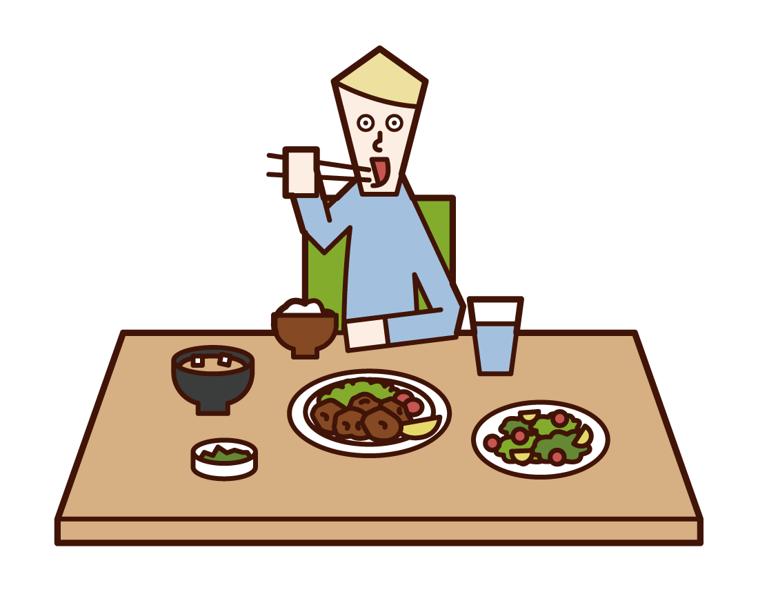 Illustration of a man eating with his elbows – Free illustrations KuKuKeKe