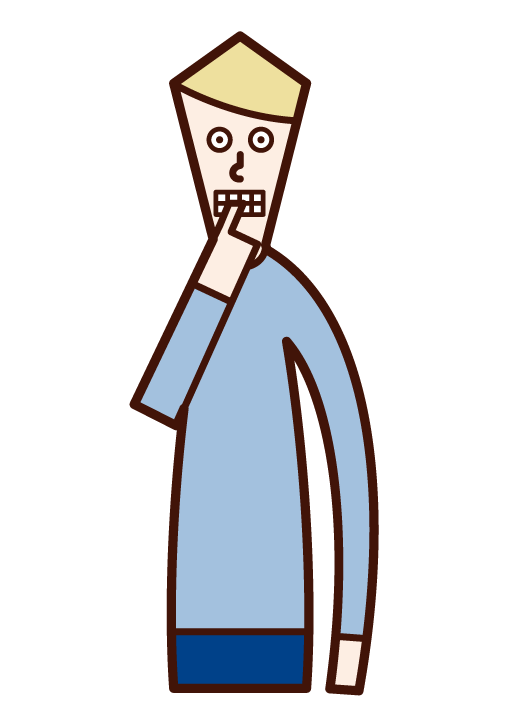 Illustration of a man (male) biting a nail