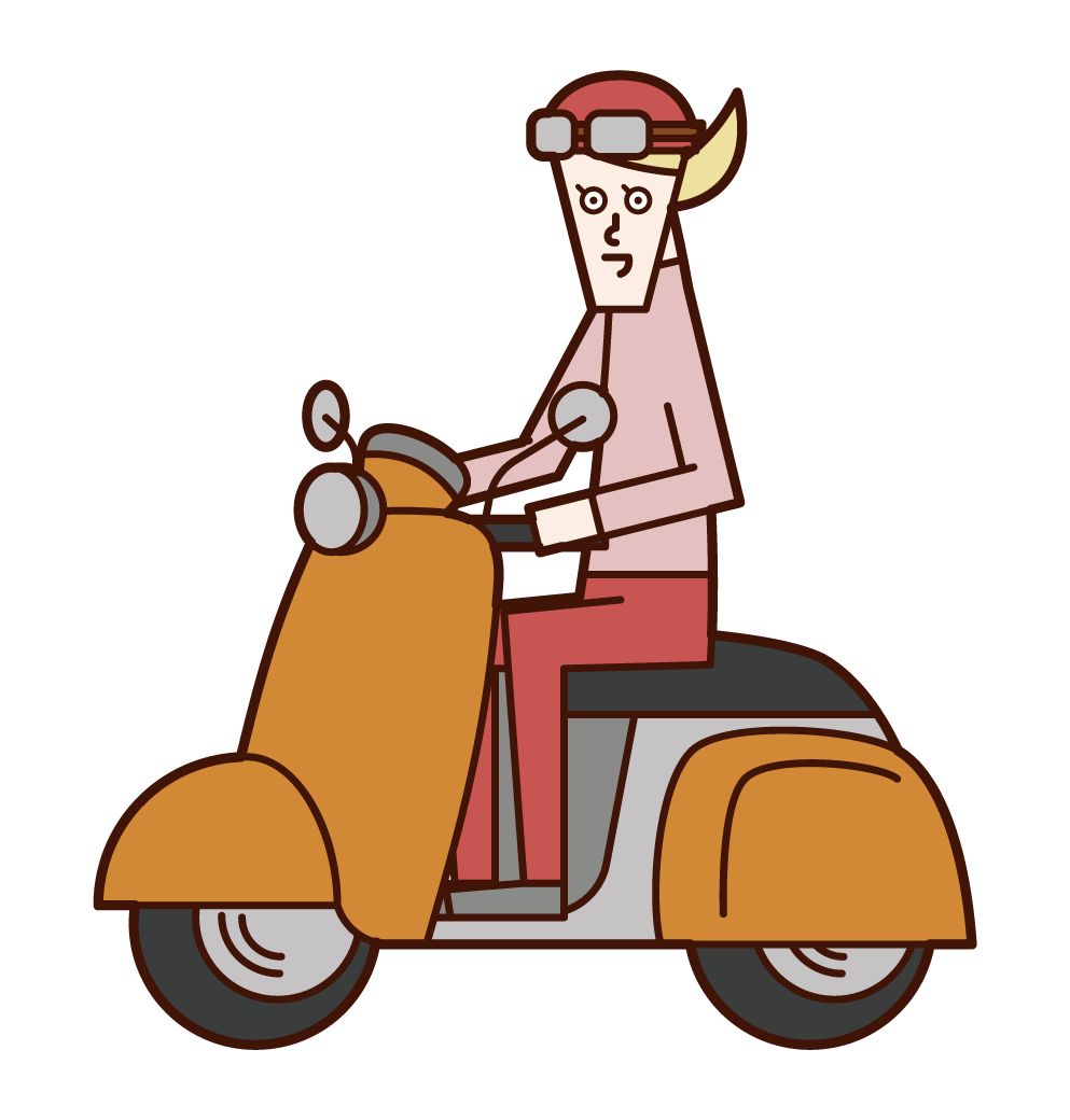 騎摩托車的人（女性）的插圖