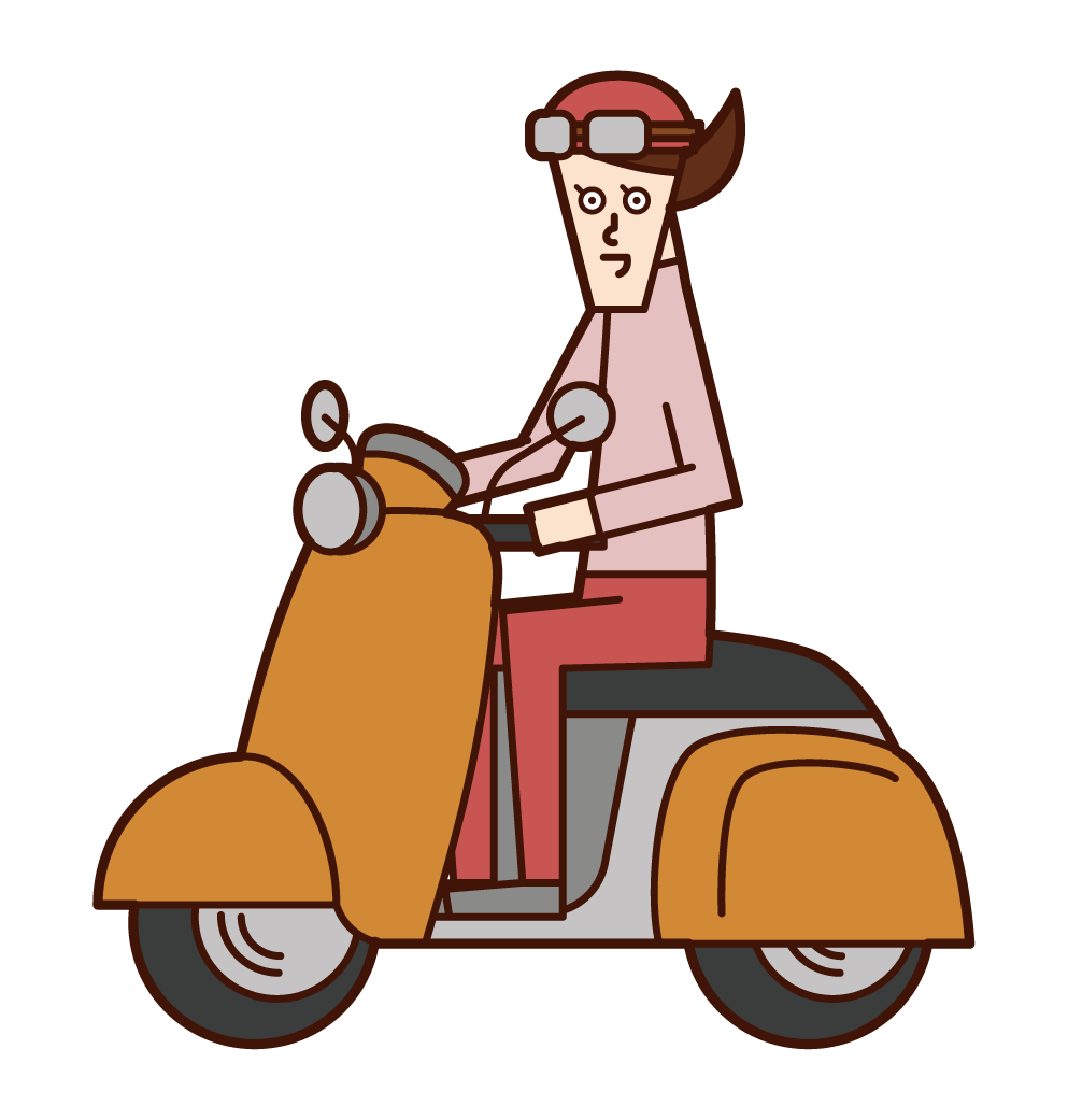 오토바이를 타는 사람 (여성)의 그림