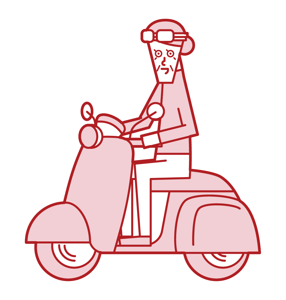 騎摩托車的人（祖母）的插圖