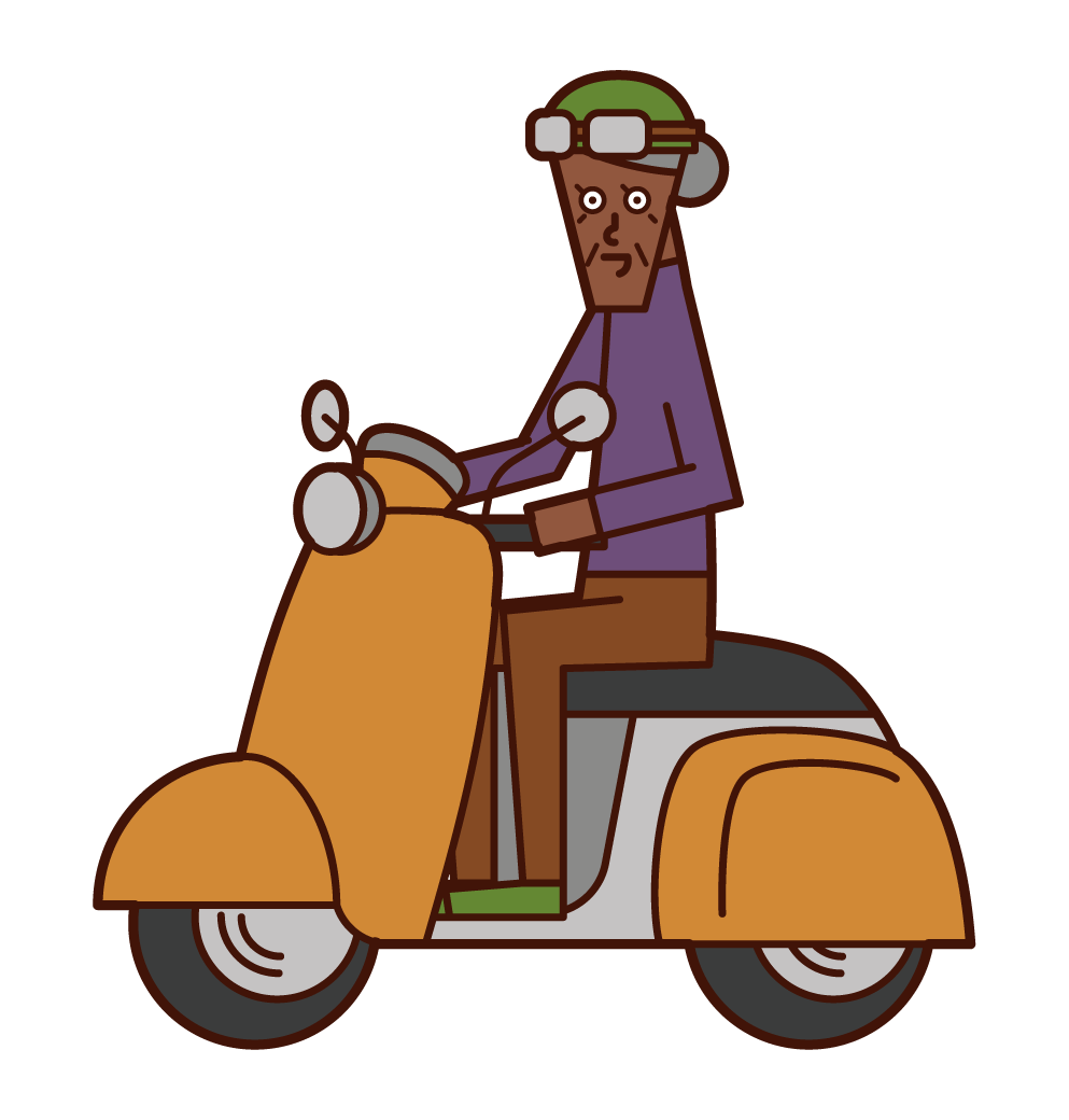 騎摩托車的人（祖母）的插圖