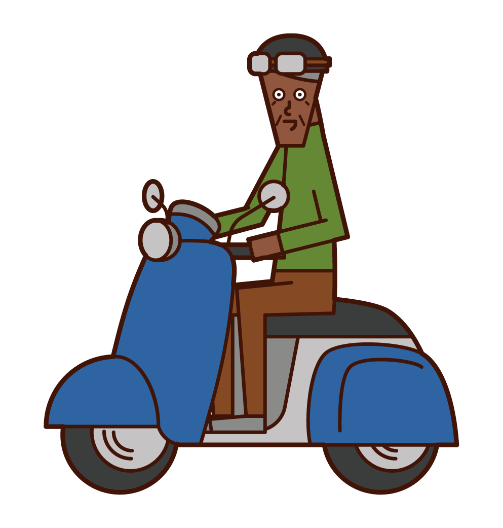 Illustration of a person riding a scooter (grandfather)