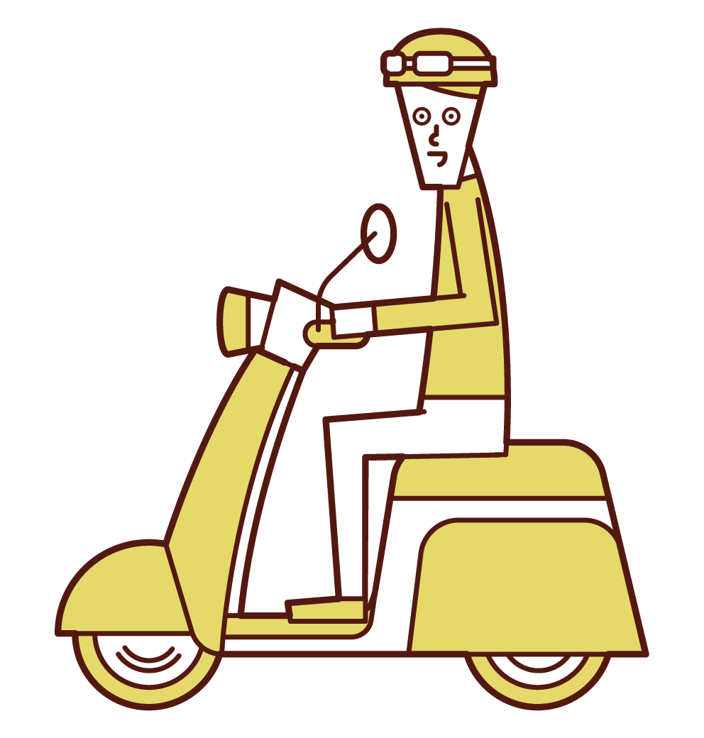 Illustration of a man driving a scooter