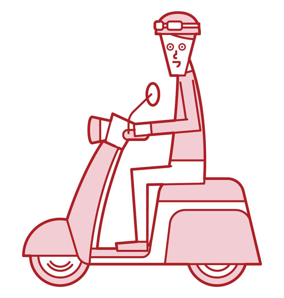 Illustration of a man driving a scooter