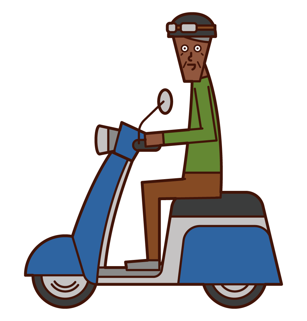 Illustration of a person driving a scooter (grandfather)