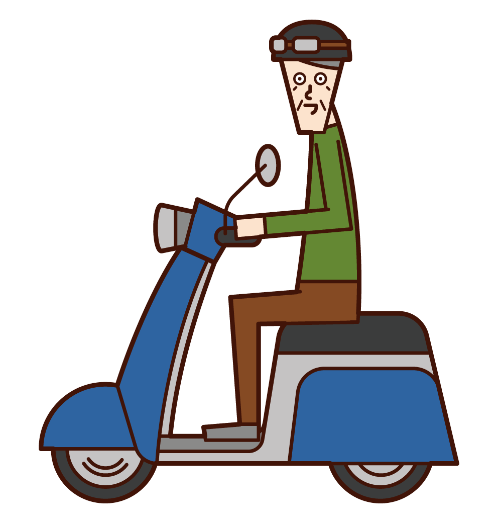 Illustration of a person driving a scooter (grandfather)