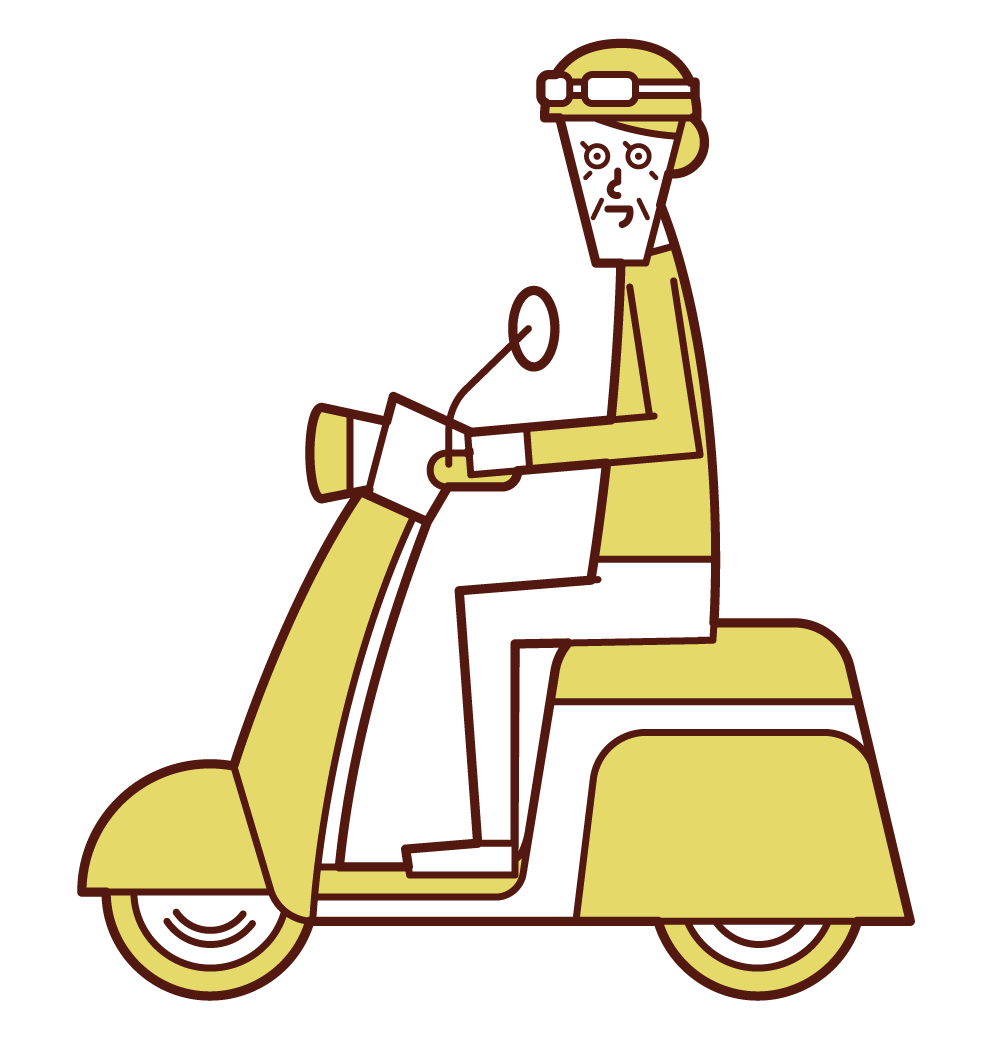 Illustration of a scooter driver (grandmother)