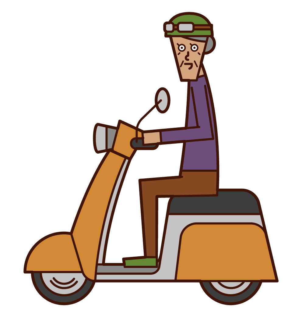 스쿠터를 운전하는 사람 (할머니)의 그림