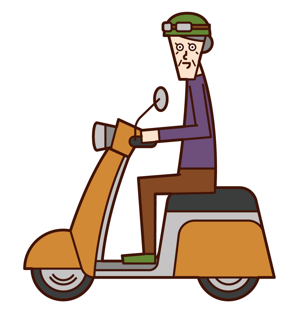 Illustration of a scooter driver (grandmother)