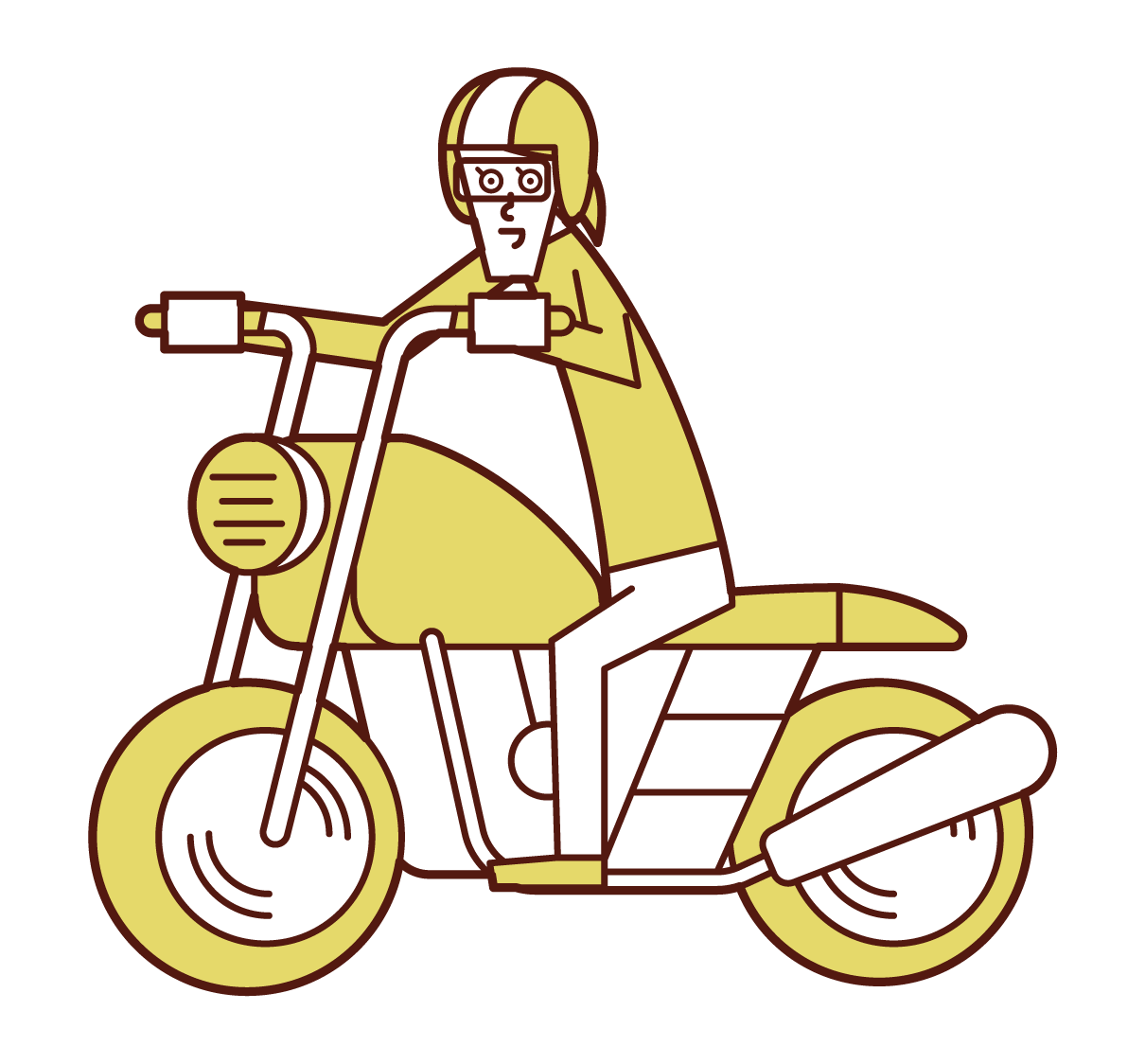 Illustration of a woman driving a motorcycle