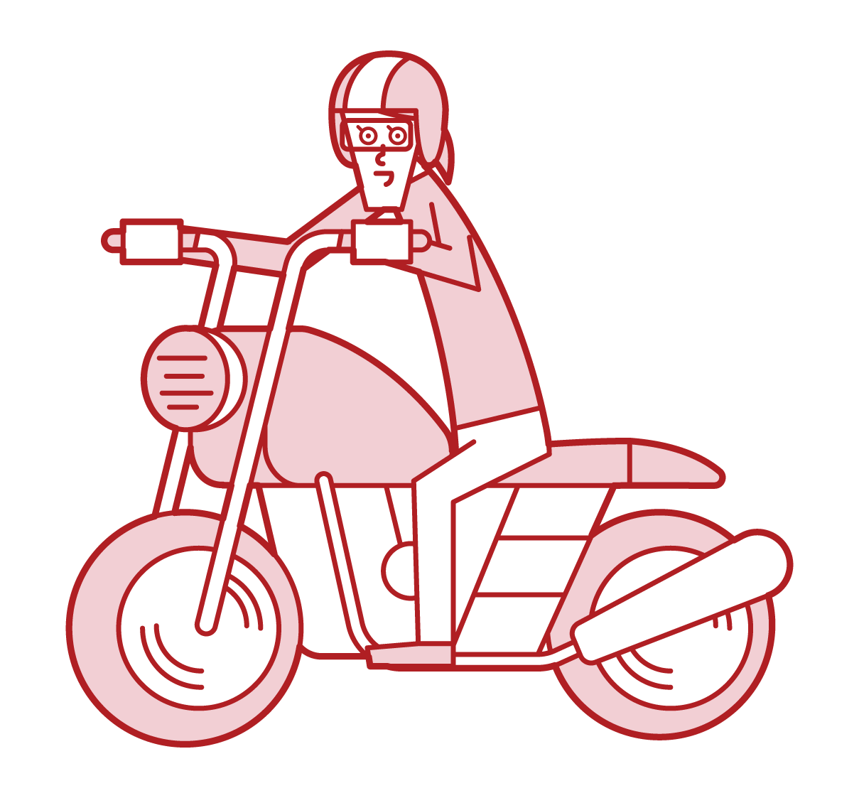 バイクを運転する人（女性）のイラスト