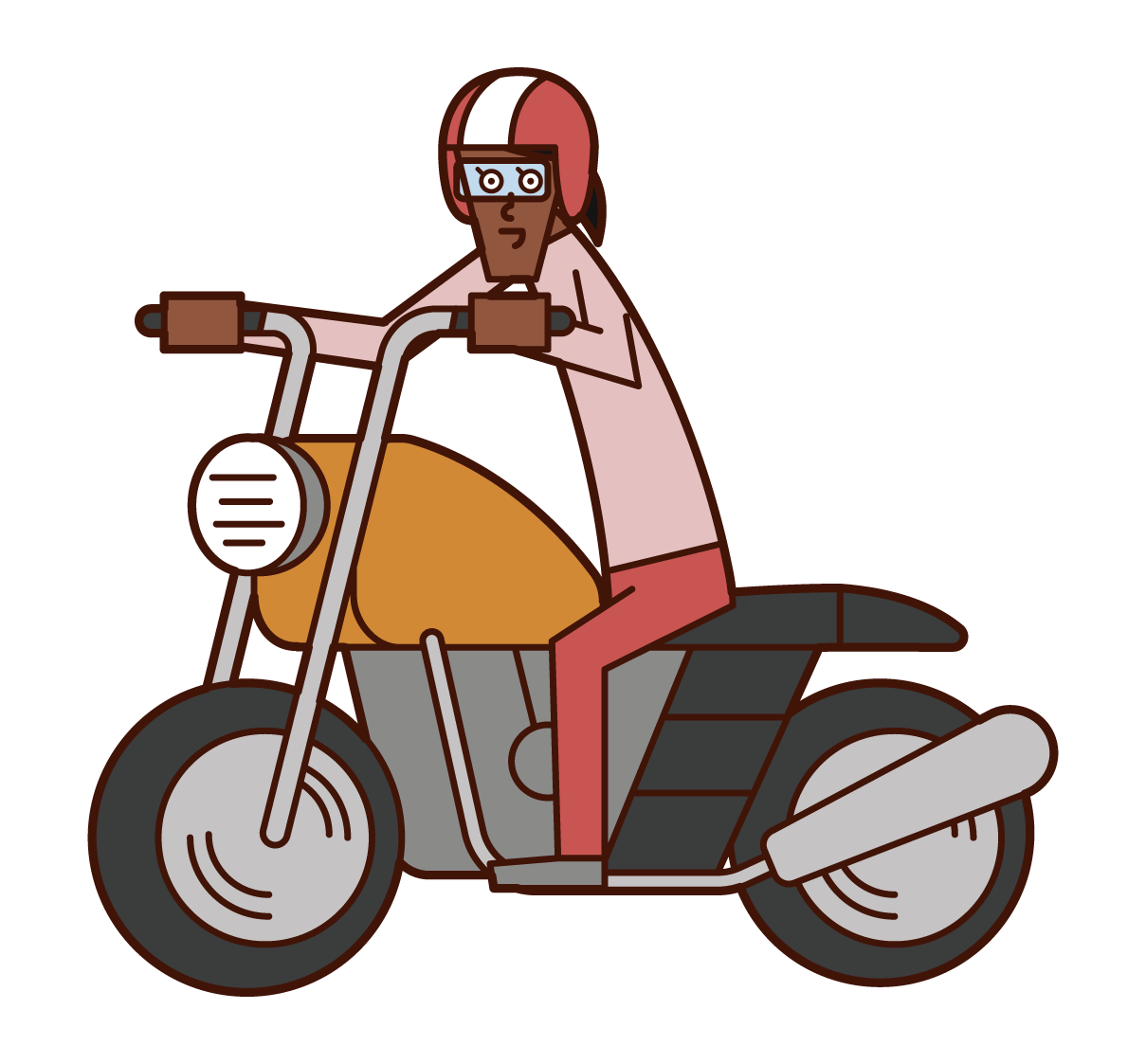 駕駛摩托車的人（女性）的插圖