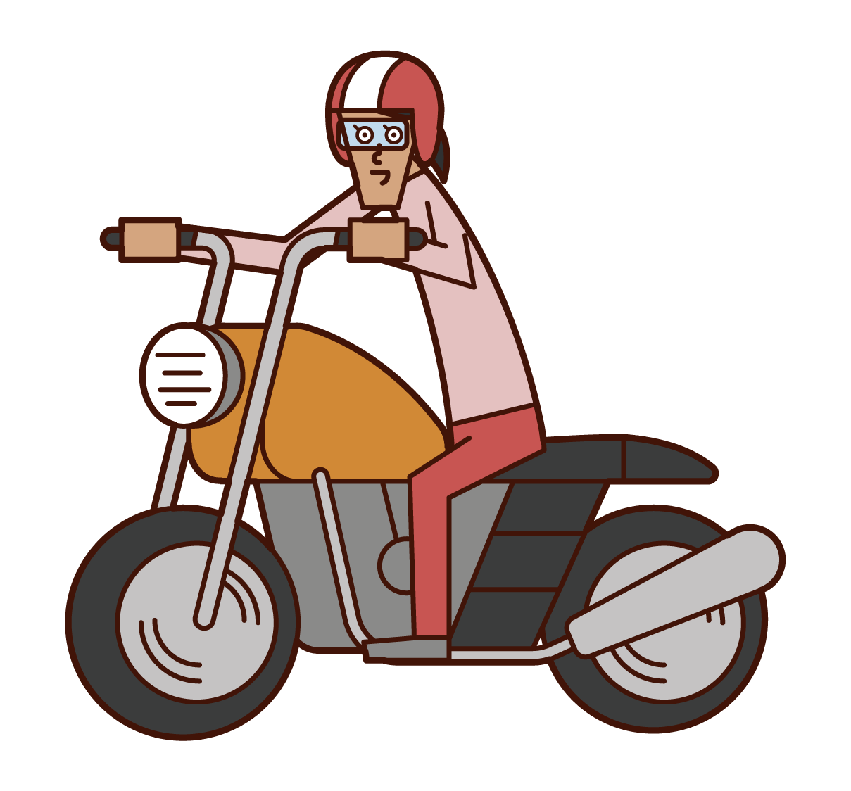 Illustration of a woman driving a motorcycle