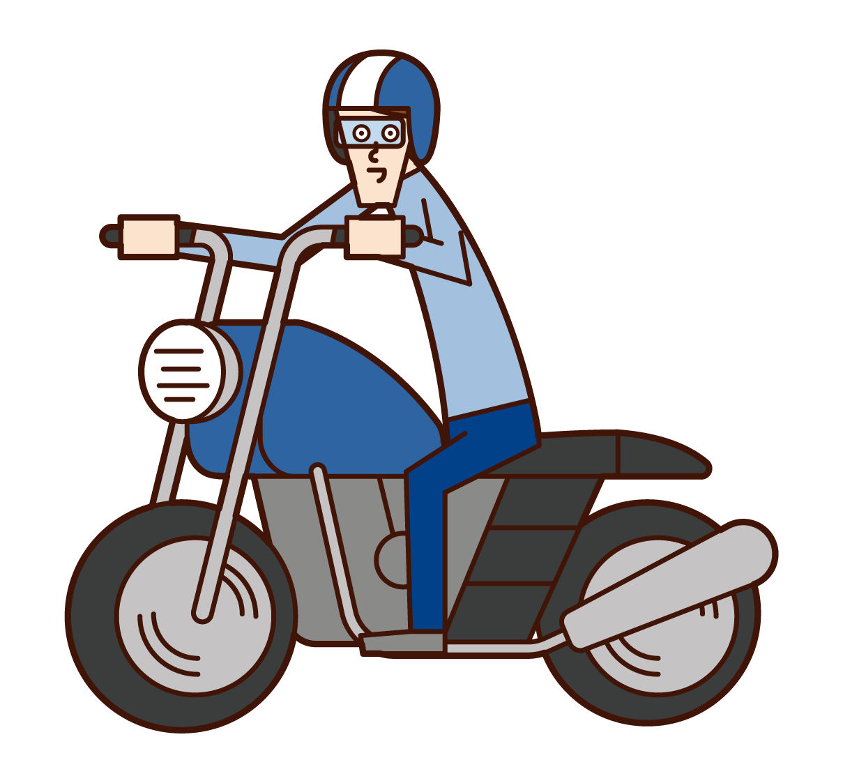 バイクを運転する人（男性）のイラスト
