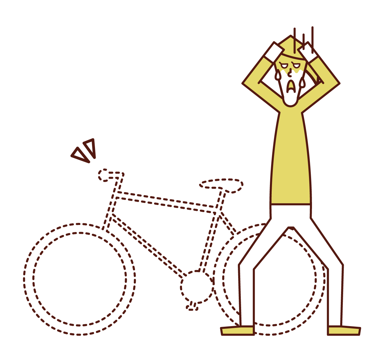 偷自行車的人（女人）的插圖