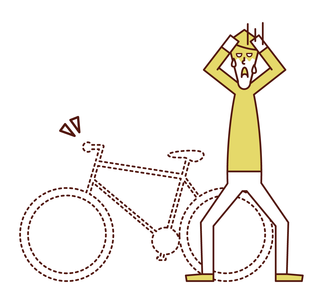 自転車を盗まれた人（男性）のイラスト