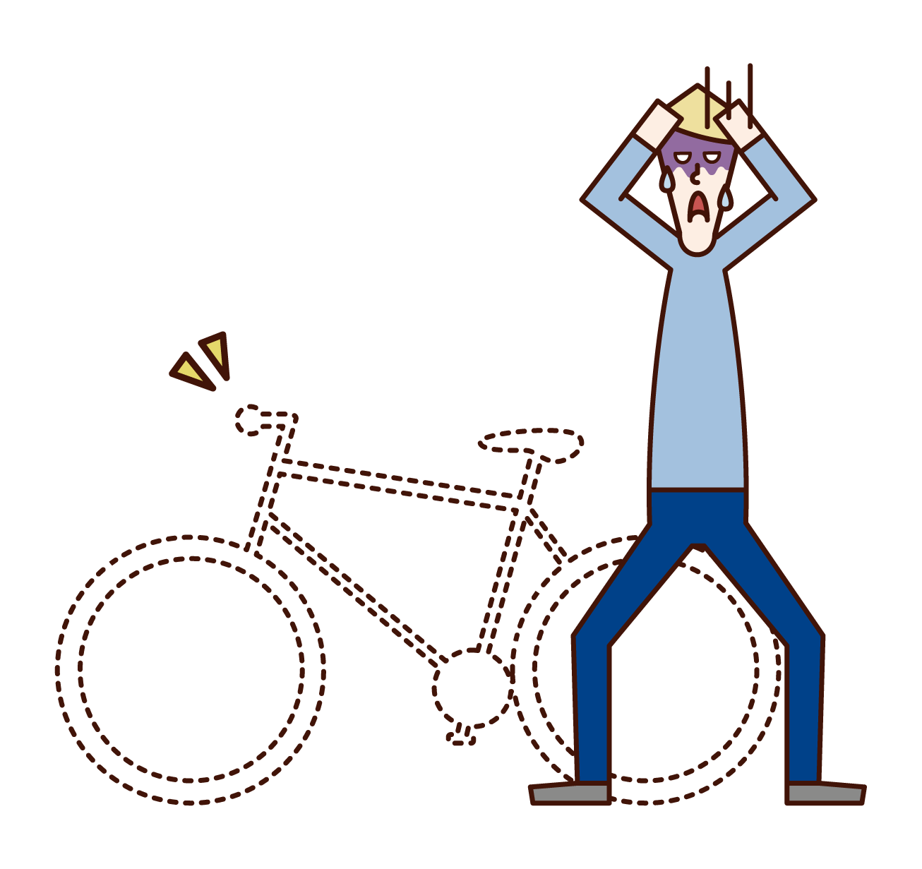 自行車被盜的人的插圖