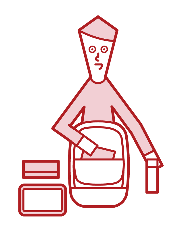 Illustration of a man preparing to go out