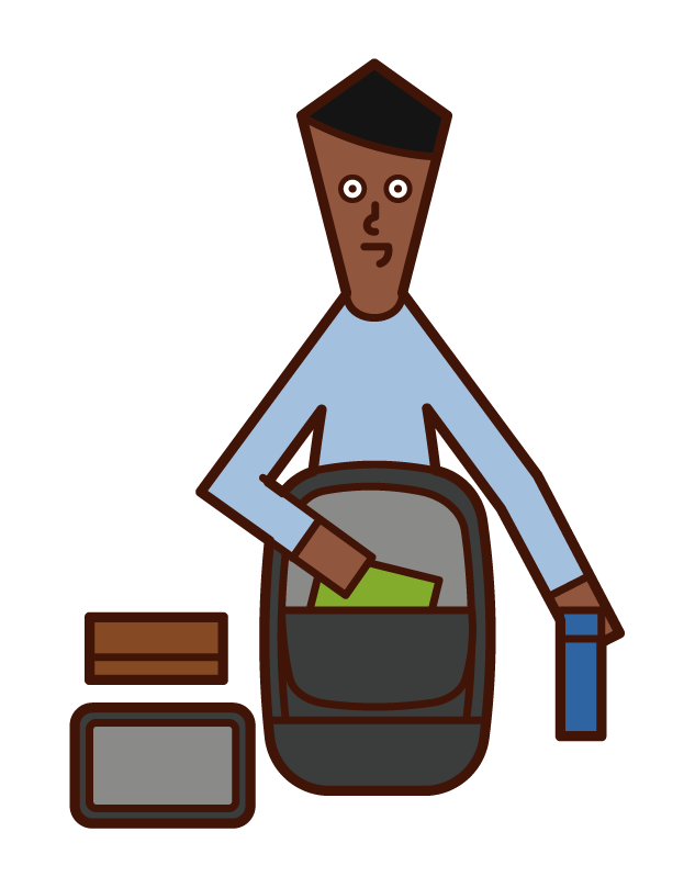 Illustration of a man preparing to go out