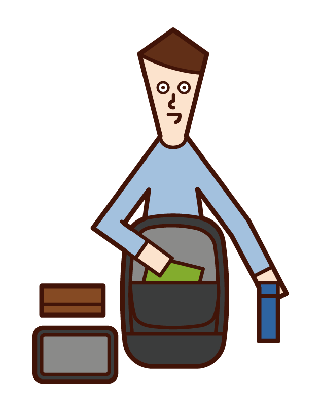 Illustration of a woman packing in a suitcase