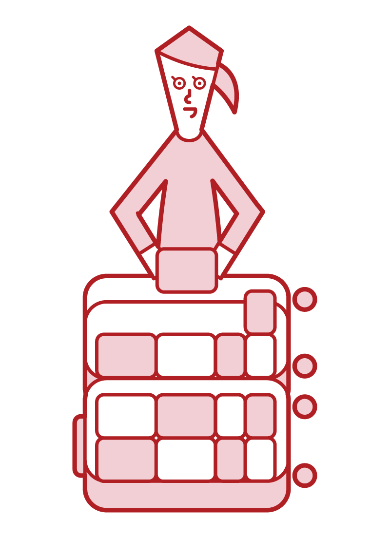 Illustration of a woman packing in a suitcase
