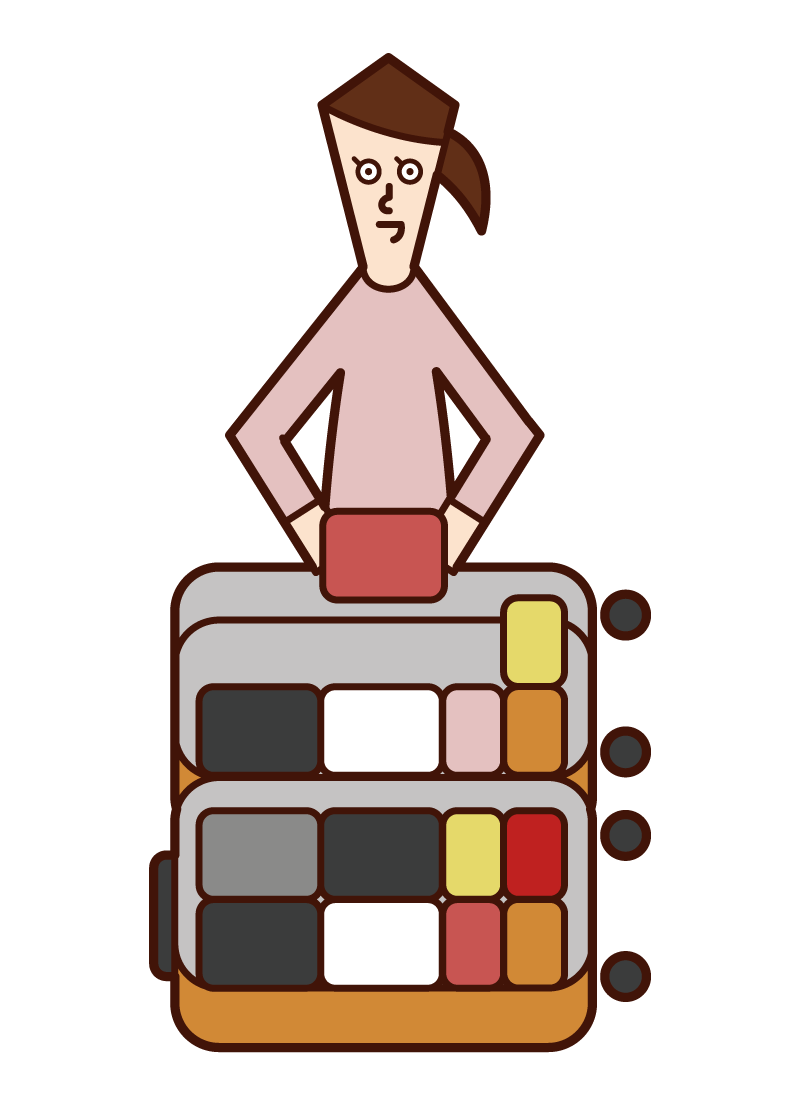 Illustration of a man packing his suitcase